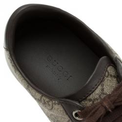 مملوكة مسبقًا Gucci Brown GG Supreme Canvas and Leather Brooklyn Sneakers Size 37
