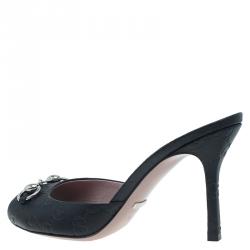 مملوكة مسبقًا Gucci Black Guccissima Leather New Hollywood Horsebit Mules Size 38