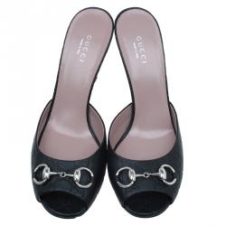 مملوكة مسبقًا Gucci Black Guccissima Leather New Hollywood Horsebit Mules Size 38