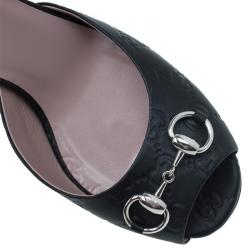 مملوكة مسبقًا Gucci Black Guccissima Leather New Hollywood Horsebit Mules Size 38