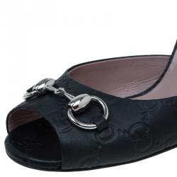 مملوكة مسبقًا Gucci Black Guccissima Leather New Hollywood Horsebit Mules Size 38