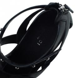 Pre Owned صندل غوتشي غلادياتور جلد أسود مرصع مقاس 38