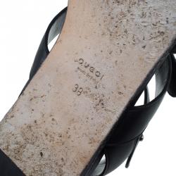 Pre Owned صندل غوتشي غلادياتور جلد أسود مرصع مقاس 38