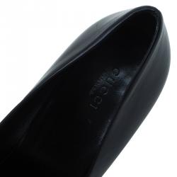 مملوكة مسبقًا حذاء كعب عالي غوتشي جلد أسود إبزيم G متداخلة شريط ويب مقاس 38