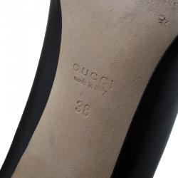 مملوكة مسبقًا حذاء كعب عالي غوتشي جلد أسود إبزيم G متداخلة شريط ويب مقاس 38
