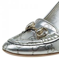 مملوكة مسبقًا حذاء كعب عالي لوفرز غوتشي جلد ذهبي ميتاليك غوتشيسيما مقاس 37