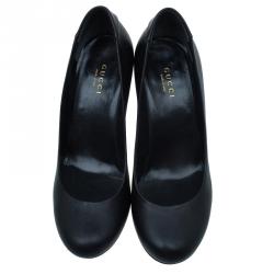 مملوكة مسبقًا حذاء كعب عالي غوتشي جلد GG منقوش كعب روكي مقاس 36