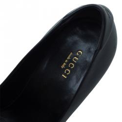 مملوكة مسبقًا حذاء كعب عالي غوتشي جلد GG منقوش كعب روكي مقاس 36