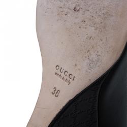 مملوكة مسبقًا حذاء كعب عالي غوتشي جلد GG منقوش كعب روكي مقاس 36