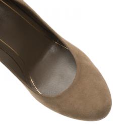 مملوكة مسبقًا حذاء كعب عالي سميك غوتشي سويدي بني مرصع بكعب سميك مقاس 37