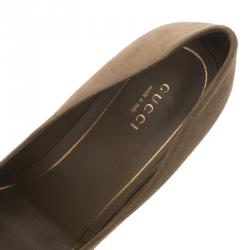 مملوكة مسبقًا حذاء كعب عالي سميك غوتشي سويدي بني مرصع بكعب سميك مقاس 37