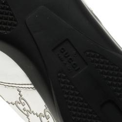 Pre Owned Gucci Silver Mirror Guccissima Leather Sneakers Size 37 