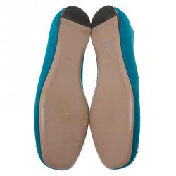 Pre Owned حذاء بالييه فلات غوتشي سويدي أزرق GG كريستال مقاس 39.5