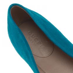 Pre Owned حذاء بالييه فلات غوتشي سويدي أزرق GG كريستال مقاس 39.5