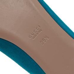 Pre Owned حذاء بالييه فلات غوتشي سويدي أزرق GG كريستال مقاس 39.5