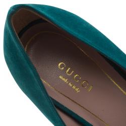 Pre Owned Gucci Turquoise Suede Adina Horsebit Detail Pumps Size 40
