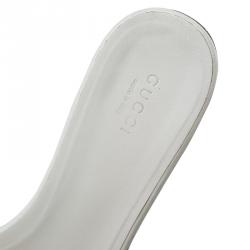 مملوكة مسبقًا Gucci Cream Leather Interlocking GG Flat Slides Size 40.5