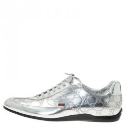 Pre Owned حذاء رياضي غوتشي جلد غوتشيسيما فضي مقاس 41