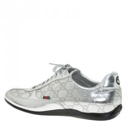 Pre Owned حذاء رياضي غوتشي جلد غوتشيسيما فضي مقاس 41