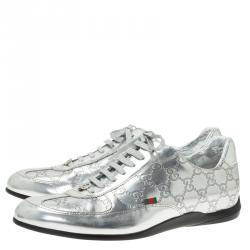 Pre Owned حذاء رياضي غوتشي جلد غوتشيسيما فضي مقاس 41