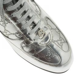 Pre Owned حذاء رياضي غوتشي جلد غوتشيسيما فضي مقاس 41