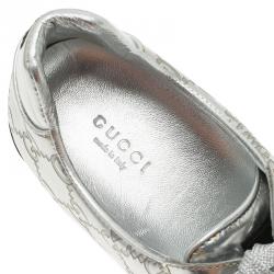 Pre Owned حذاء رياضي غوتشي جلد غوتشيسيما فضي مقاس 41