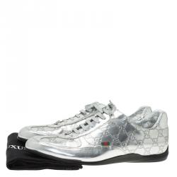 Pre Owned حذاء رياضي غوتشي جلد غوتشيسيما فضي مقاس 41