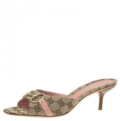 Pre Owned صندل غوتشي هورسبيت كانفاس GG بيج مقاس 40