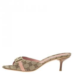 Pre Owned صندل غوتشي هورسبيت كانفاس GG بيج مقاس 40