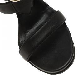 مملوكة مسبقًا Gucci Black Leather GG Back Zip Sandals Size 37.5