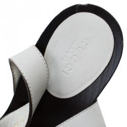 Pre Owned صندل غوتشي بسيور للكاحل كريس كروس جلد مضفر كريمي مقاس 37.5