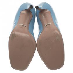 Pre Owned Gucci Blue Patent Jolene Horsebit Pumps Size 39.5