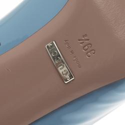 Pre Owned Gucci Blue Patent Jolene Horsebit Pumps Size 39.5