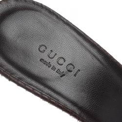 Pre Owned Gucci Brown Python Slides Size 39