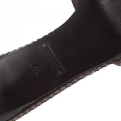 Pre Owned Gucci Brown Python Slides Size 39