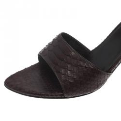 Pre Owned Gucci Brown Python Slides Size 39