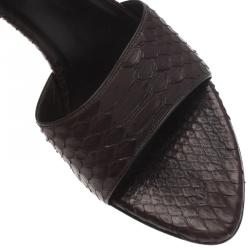 Pre Owned Gucci Brown Python Slides Size 39