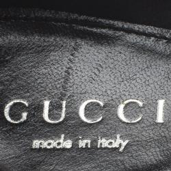 Pre Owned حذاء كعب عالي غوتشي دورساي ساتان أسود إكسسوار هورسبيت كريستال مقاس 39