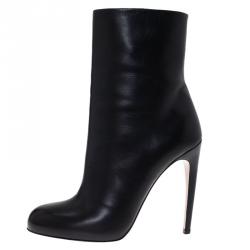 Pre Owned Gucci Black Leather Ankle Boots Size 39