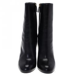 Pre Owned Gucci Black Leather Ankle Boots Size 39