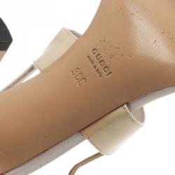 Pre Owned Gucci Cream Patent Horsebit Thong Sandals Size 36