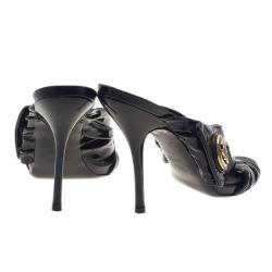 Pre Owned Gucci Black Patent Hysteria Clogs Size 37.5