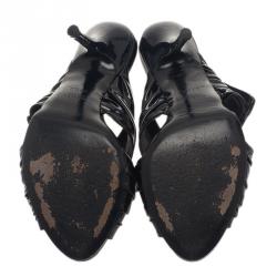 Pre Owned Gucci Black Patent Hysteria Clogs Size 37.5