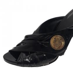 Pre Owned Gucci Black Patent Hysteria Clogs Size 37.5