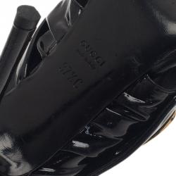 Pre Owned Gucci Black Patent Hysteria Clogs Size 37.5