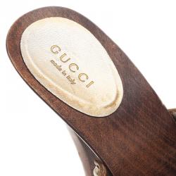 Pre Owned Gucci Gold Metallic Leather Icon Bit Clogs Size 37