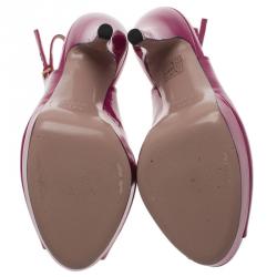 Pre Owned Gucci Pink Patent Lisbeth Platform Slingback Sandals Size 38.5