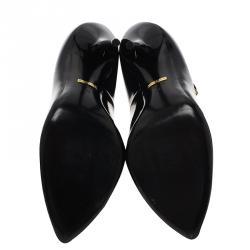 Pre Owned Gucci Black Patent Beverly T Strap Pumps Size 40