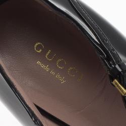 Pre Owned Gucci Black Patent Beverly T Strap Pumps Size 40