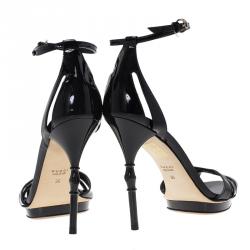 Pre Owned صندل غوتشي سيور كاحل ديبرا لامع أسود مقاس 36